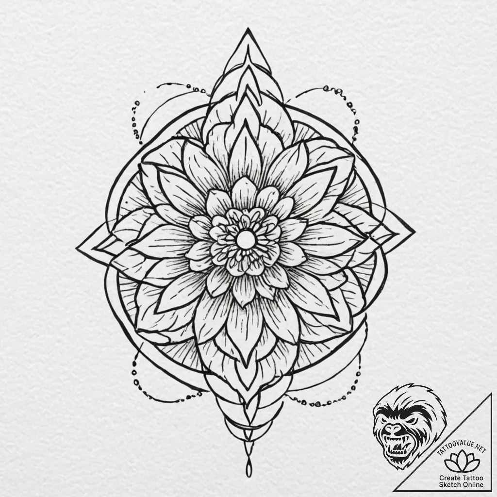 Iron spear piercing frozen bloom, tattoo draw... - tattoo sketch (№1753270927_0, 23.07.2025 11:42) — tattoovalue.net