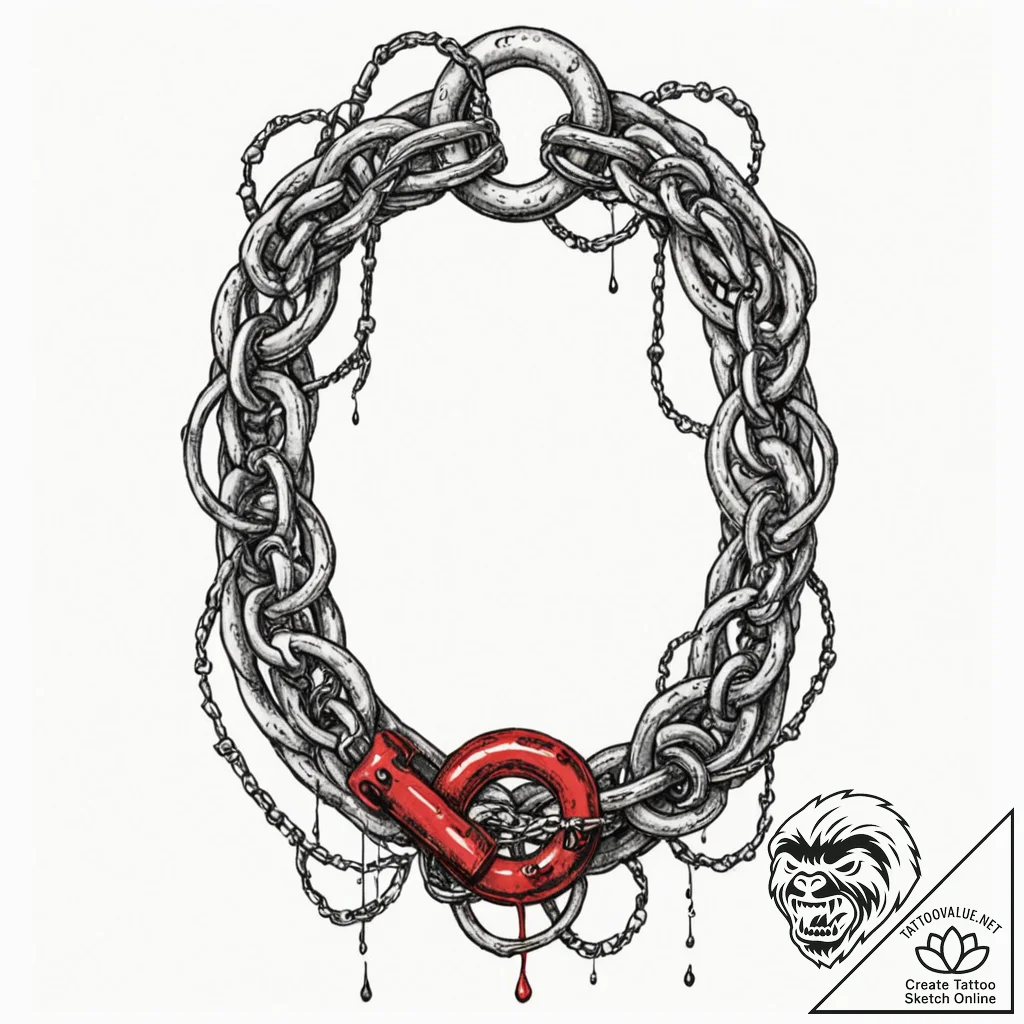Stone portal bound in chains, tattoo sketch d... - tattoo sketch (№1753271280_0, 23.07.2025 11:48) — tattoovalue.net