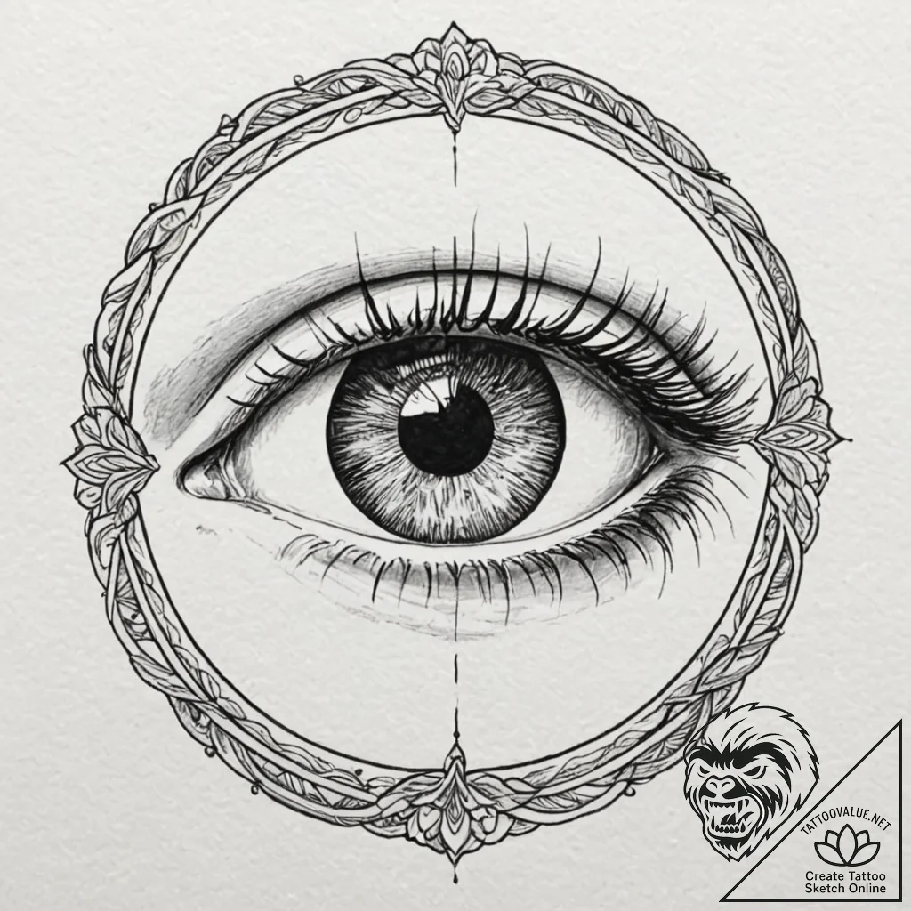 Eye with a loading circle in the pupil, tatto... - tattoo sketch (№1753271822_0, 23.07.2025 11:57) — tattoovalue.net