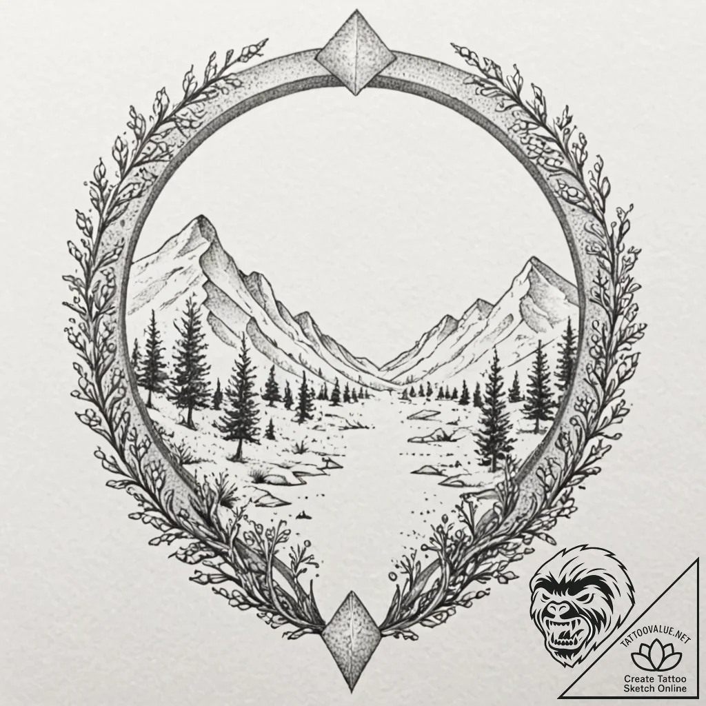Portal opening through bone arch, tattoo sket... - tattoo sketch (№1753271903_0, 23.07.2025 11:58) — tattoovalue.net