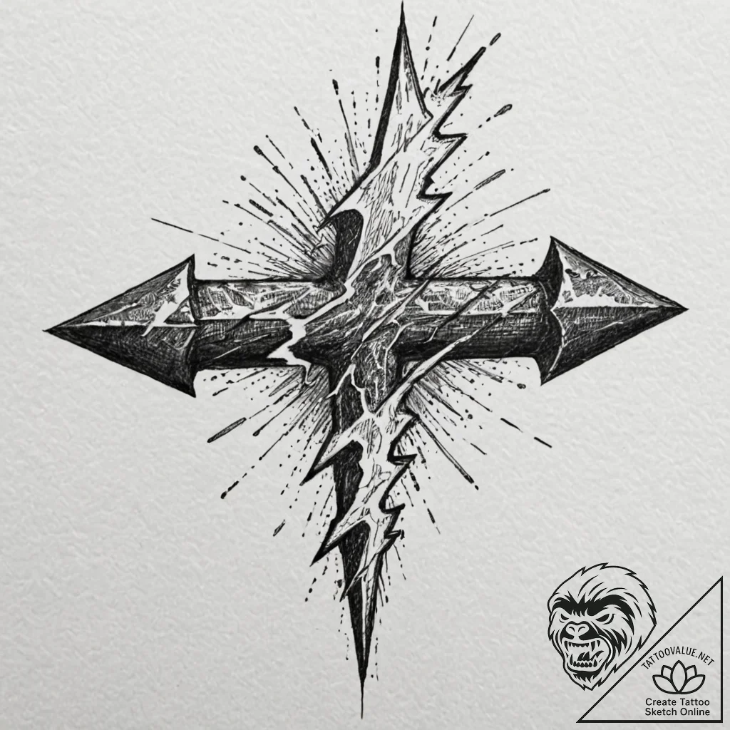 Anvil struck by a bolt of lightning, tattoo d... - tattoo sketch (№1753272314_0, 23.07.2025 12:05) — tattoovalue.net