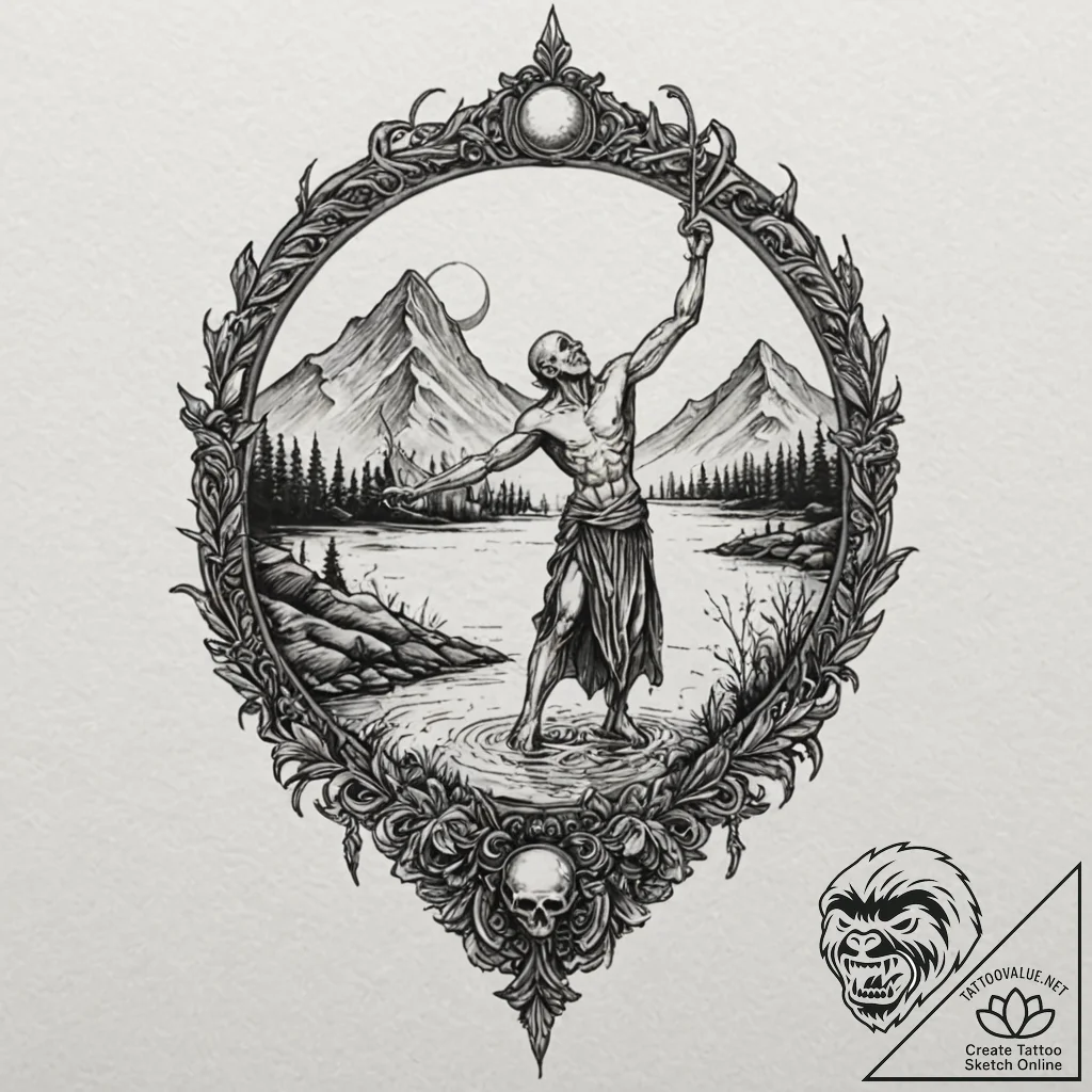 Charon on the river styx, tattoo flash sheet... - tattoo sketch (№1753272399_0, 23.07.2025 12:06) — tattoovalue.net