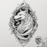 Astral wolf with galaxy fur, tattoo flash she… – tattoo sketch (№1753273167_0, 23.07.2025 12:19) — tattoovalue.net