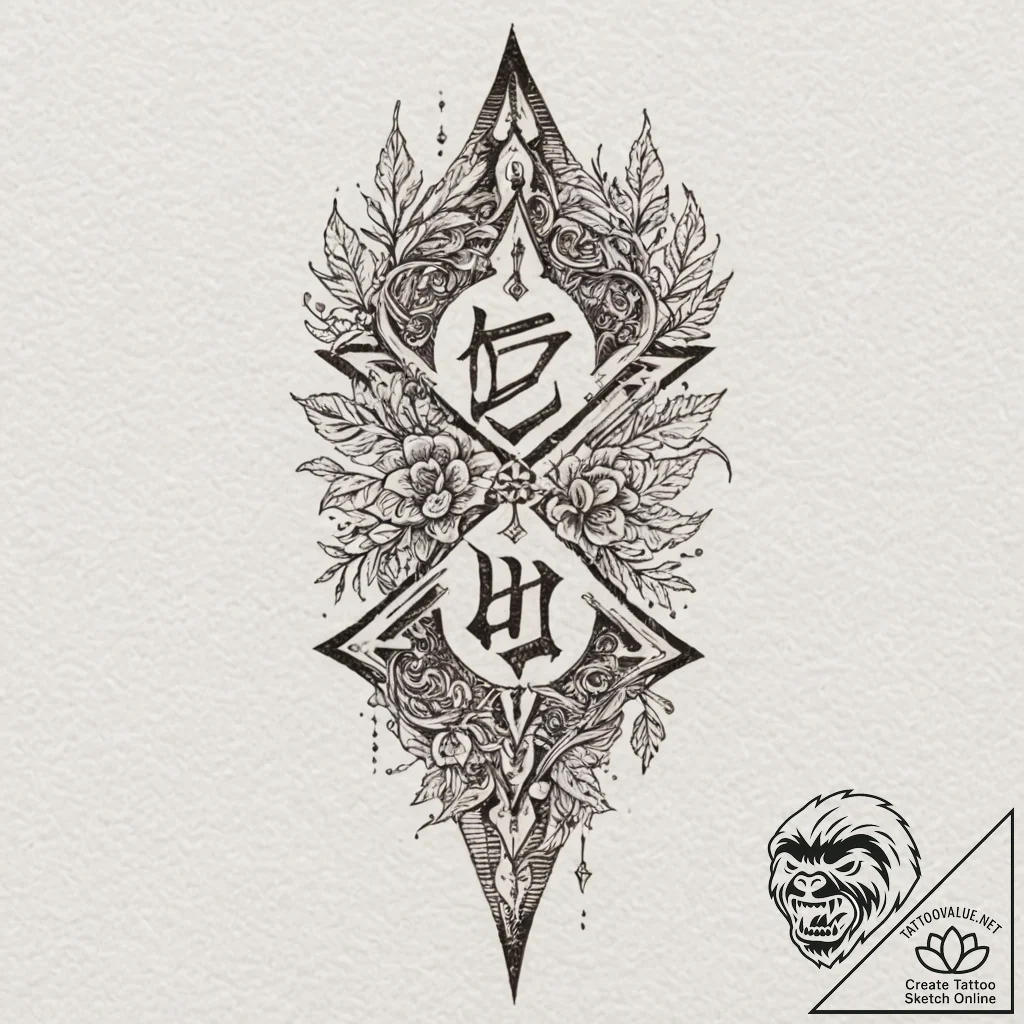 Corroded blade with glowing runes, ink illust... - tattoo sketch (№1753273964_0, 23.07.2025 12:32) — tattoovalue.net