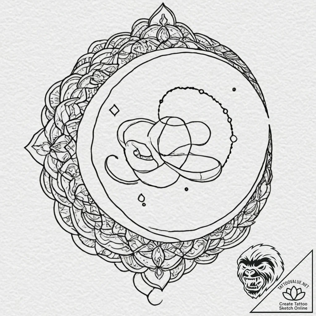 Crystal serpent coiled around moon, tattoo dr... - tattoo sketch (№1753275838_0, 23.07.2025 13:03) — tattoovalue.net