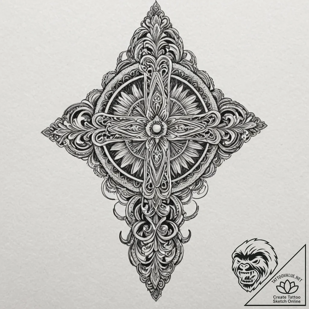 D, tattoo flash sheet design, detailed cross-... - tattoo sketch (№1753276100_0, 23.07.2025 13:08) — tattoovalue.net