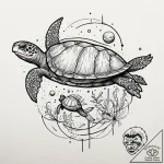 World turtle (great a’tuin) swimming through… – tattoo sketch (№1753276706_0, 23.07.2025 13:18) — tattoovalue.net