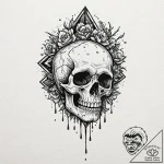 Black rain falling on skull, tattoo flash she… – tattoo sketch (№1753276980_0, 23.07.2025 13:23) — tattoovalue.net