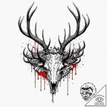 Molten crown pierced by antlers, tattoo sketc… – tattoo sketch (№1753277070_0, 23.07.2025 13:24) — tattoovalue.net