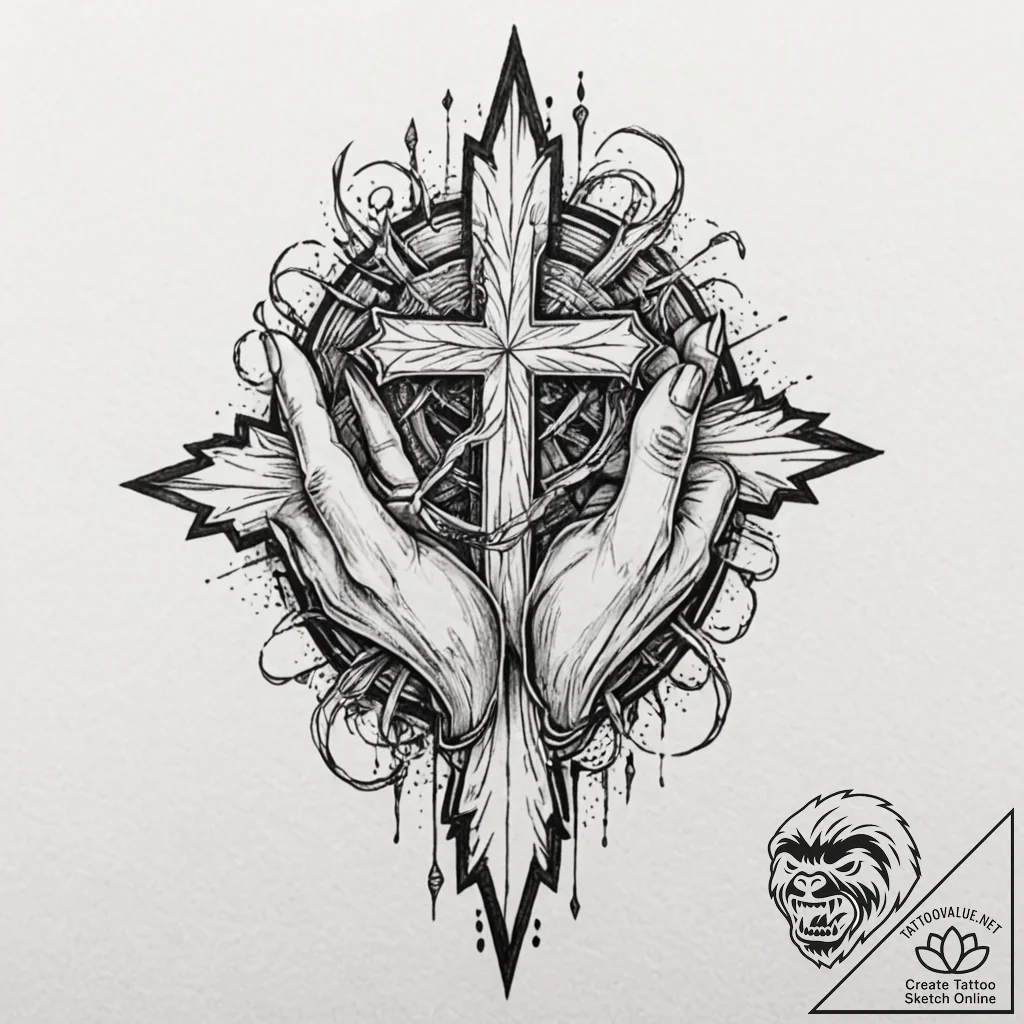 Talon clutching shattered relic, tattoo flash... - tattoo sketch (№1753277335_0, 23.07.2025 13:28) — tattoovalue.net