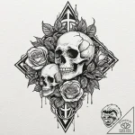 Black flame devouring rose, concept art for t… – tattoo sketch (№1753277684_0, 23.07.2025 13:34) — tattoovalue.net