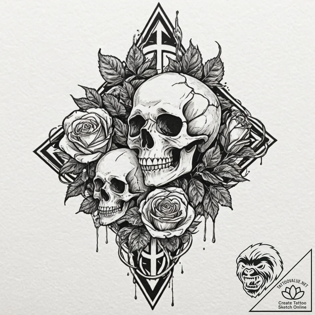 Black flame devouring rose, concept art for t... - tattoo sketch (№1753277684_0, 23.07.2025 13:34) — tattoovalue.net