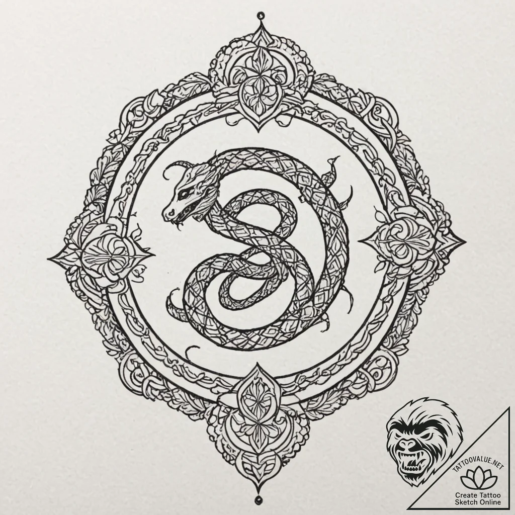Ethereal serpent piercing sigil, tattoo drawi... - tattoo sketch (№1753277866_0, 23.07.2025 13:37) — tattoovalue.net