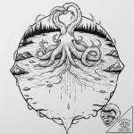 Eldritch horror visible only in the reflectio… – tattoo sketch (№1753278041_0, 23.07.2025 13:40) — tattoovalue.net