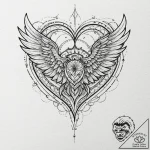 A detailed broken heart with wings, freedom f… – tattoo sketch (№1753278219_0, 23.07.2025 13:43) — tattoovalue.net
