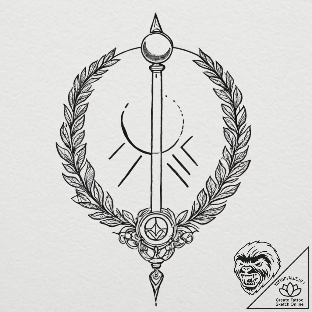 Moon staff crowned with runes, concept art fo... - tattoo sketch (№1753278551_0, 23.07.2025 13:49) — tattoovalue.net