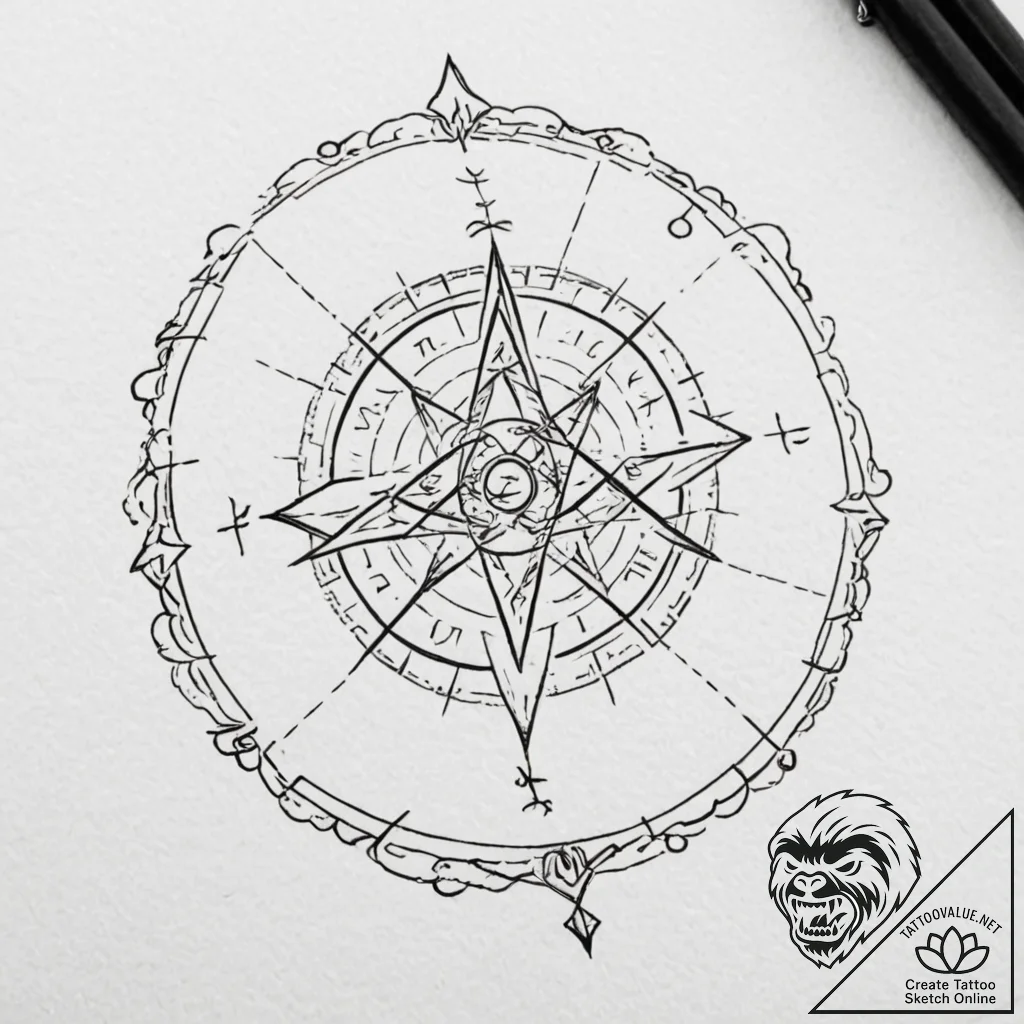 Grimoire (spellbook) with arcane symbols - tattoo sketch (№1753278735_0, 23.07.2025 13:52) — tattoovalue.net