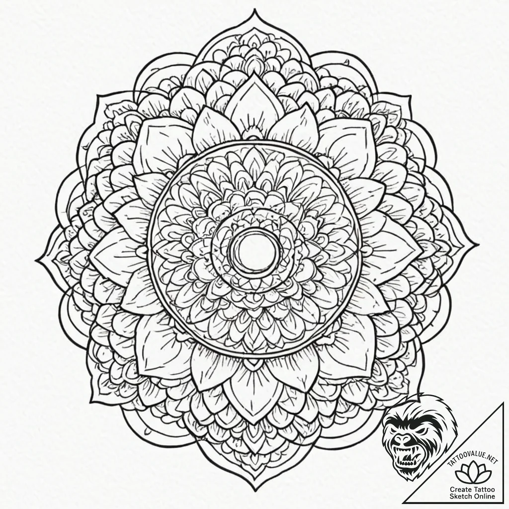 Mandala, ink illustration for tattoo, clean l... - tattoo sketch (№1753279692_0, 23.07.2025 14:08) — tattoovalue.net