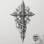 Dagger piercing the veil between worlds, tatt… – tattoo sketch (№1753279774_0, 23.07.2025 14:09) — tattoovalue.net