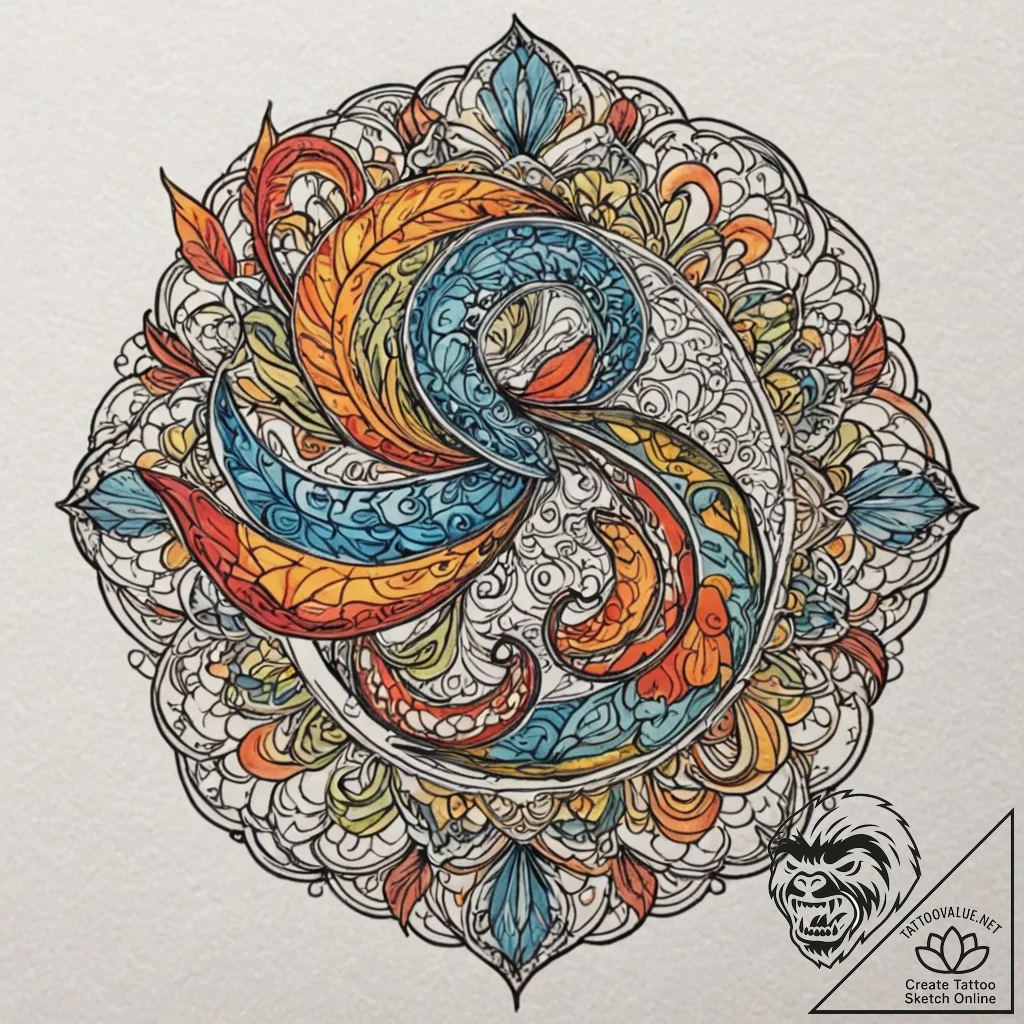 Ocean, tattoo sketch design, on a clean white... - tattoo sketch (№1753280023_0, 23.07.2025 14:13) — tattoovalue.net