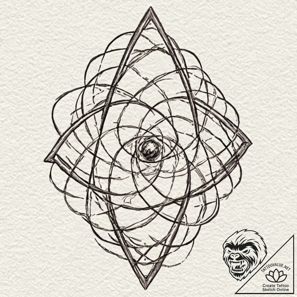 Atomic gate opening into void, tattoo drawing... - tattoo sketch (№1753281320_0, 23.07.2025 14:35) — tattoovalue.net