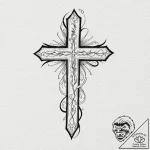 A powerful burning cross, symbolic,, tattoo d… – tattoo sketch (№1753281598_0, 23.07.2025 14:39) — tattoovalue.net