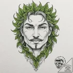 The green man face made of leaves, tattoo ske… – tattoo sketch (№1753281689_0, 23.07.2025 14:41) — tattoovalue.net
