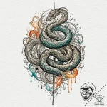 Arcane serpent splitting reality, tattoo line… – tattoo sketch (№1753282209_0, 23.07.2025 14:50) — tattoovalue.net