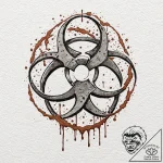 Quarantine zone’s biohazard symbol, rusted an… – tattoo sketch (№1753282816_0, 23.07.2025 15:00) — tattoovalue.net
