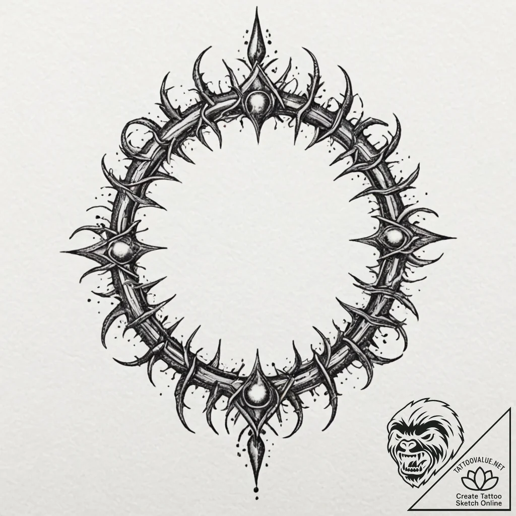 Etched crown of obsidian thorns, tattoo sketc... - tattoo sketch (№1753283434_0, 23.07.2025 15:10) — tattoovalue.net