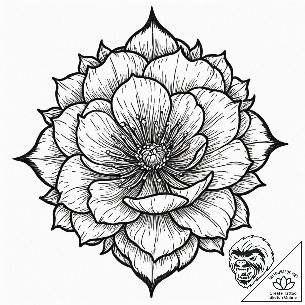 Tudor rose, but made of steel and thorns, ink... - tattoo sketch (№1753284562_0, 23.07.2025 15:29) — tattoovalue.net