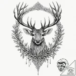 Knotwork stag crowned in roots, artistic tatt… – tattoo sketch (№1753285119_0, 23.07.2025 15:38) — tattoovalue.net