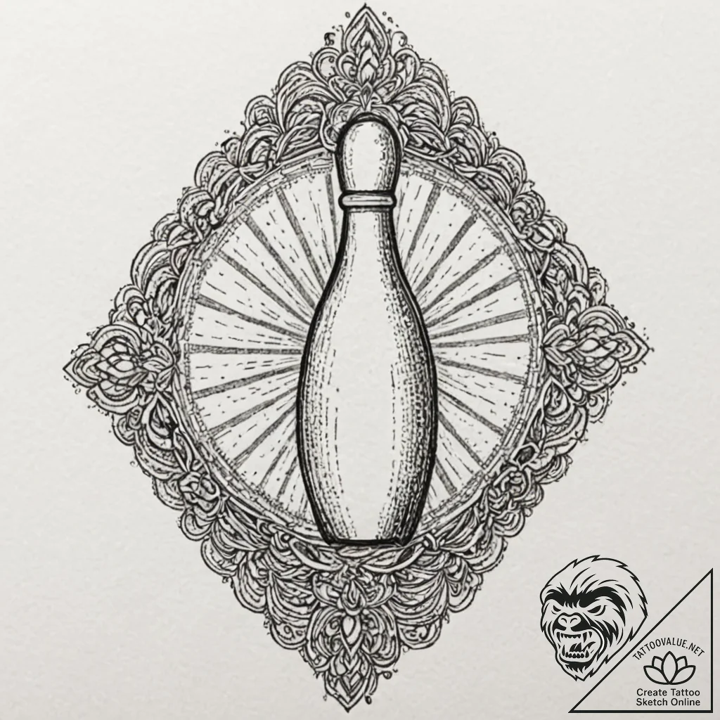 A classic bowling pin, target,, artistic tatt... - tattoo sketch (№1753285381_0, 23.07.2025 15:43) — tattoovalue.net