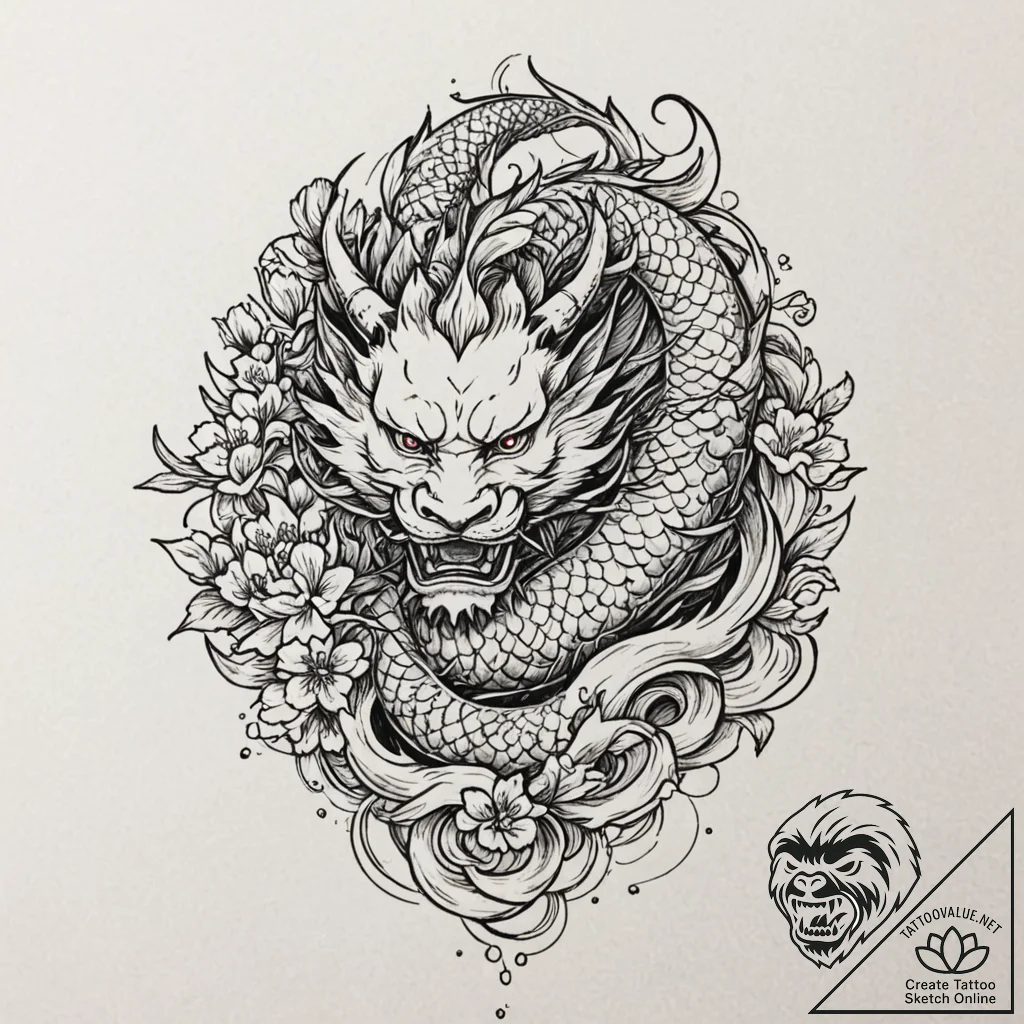Twilight roots beneath celestial bloom, tatto... - tattoo sketch (№1753287722_0, 23.07.2025 16:22) — tattoovalue.net