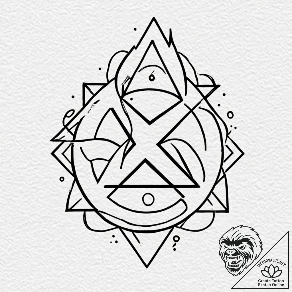The alchemical symbol for sulfur, tattoo line... - tattoo sketch (№1753287985_0, 23.07.2025 16:26) — tattoovalue.net