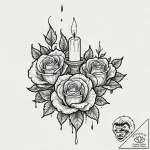 Candle flame whispering shadows, ink illustra… – tattoo sketch (№1753288241_0, 23.07.2025 16:30) — tattoovalue.net
