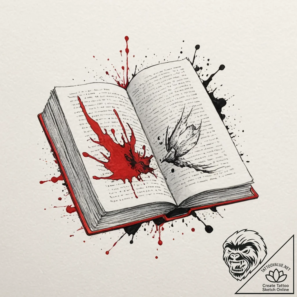 A detailed book on a stand, open,, ink illust... - tattoo sketch (№1753289115_0, 23.07.2025 16:45) — tattoovalue.net