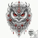 Owl beak beneath shattered helm, tattoo sketc… – tattoo sketch (№1753289762_0, 23.07.2025 16:56) — tattoovalue.net