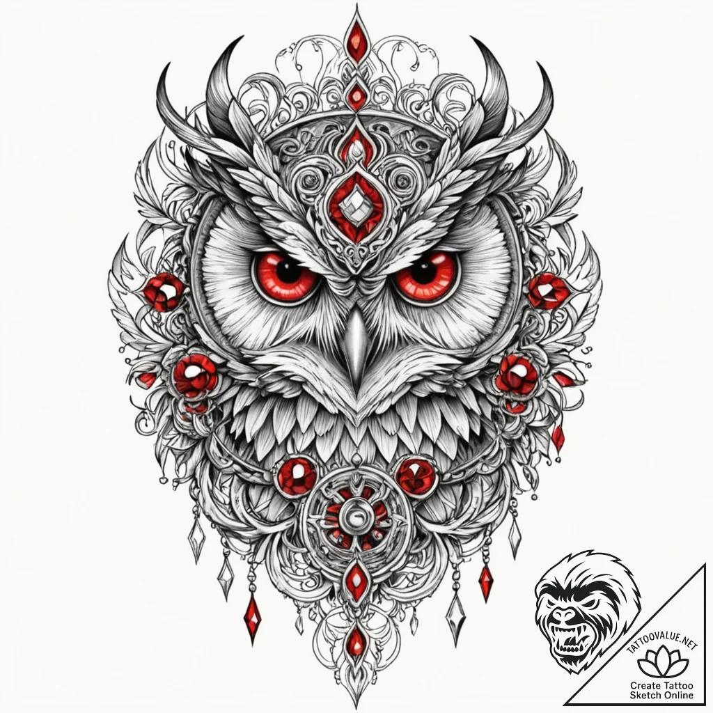 Owl beak beneath shattered helm, tattoo sketc... - tattoo sketch (№1753289762_0, 23.07.2025 16:56) — tattoovalue.net