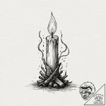A powerful burning candle with smoke, fading,… – tattoo sketch (№1753289856_0, 23.07.2025 16:57) — tattoovalue.net