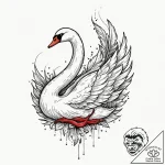 Quill pen made from a single, white swan feat… – tattoo sketch (№1753290745_0, 23.07.2025 17:12) — tattoovalue.net