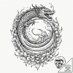 Flaming serpent through shattered spire, arti… – tattoo sketch (№1753290925_0, 23.07.2025 17:15) — tattoovalue.net