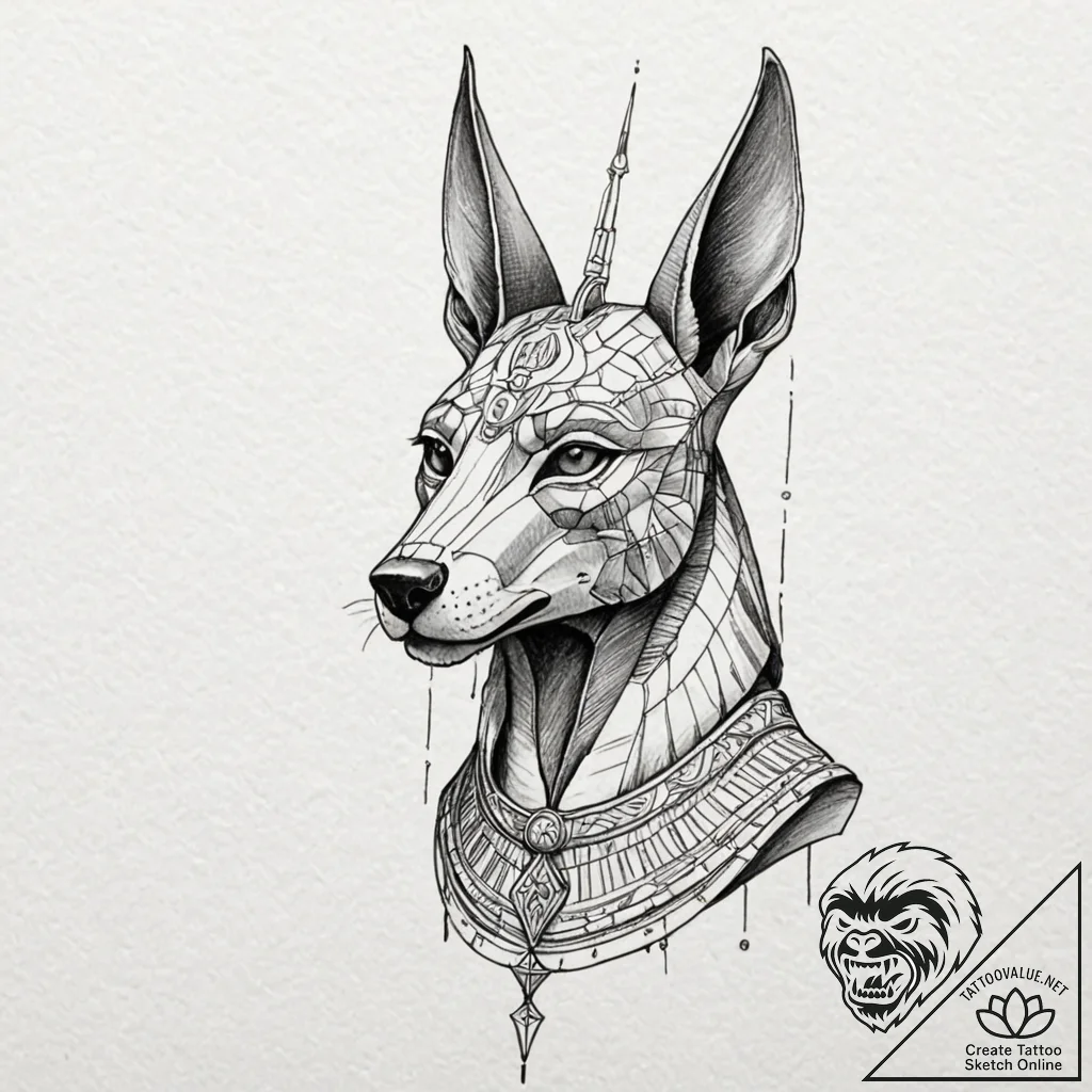 Anubis, artistic tattoo sketch, rough sketchy... - tattoo sketch (№1753291003_0, 23.07.2025 17:16) — tattoovalue.net