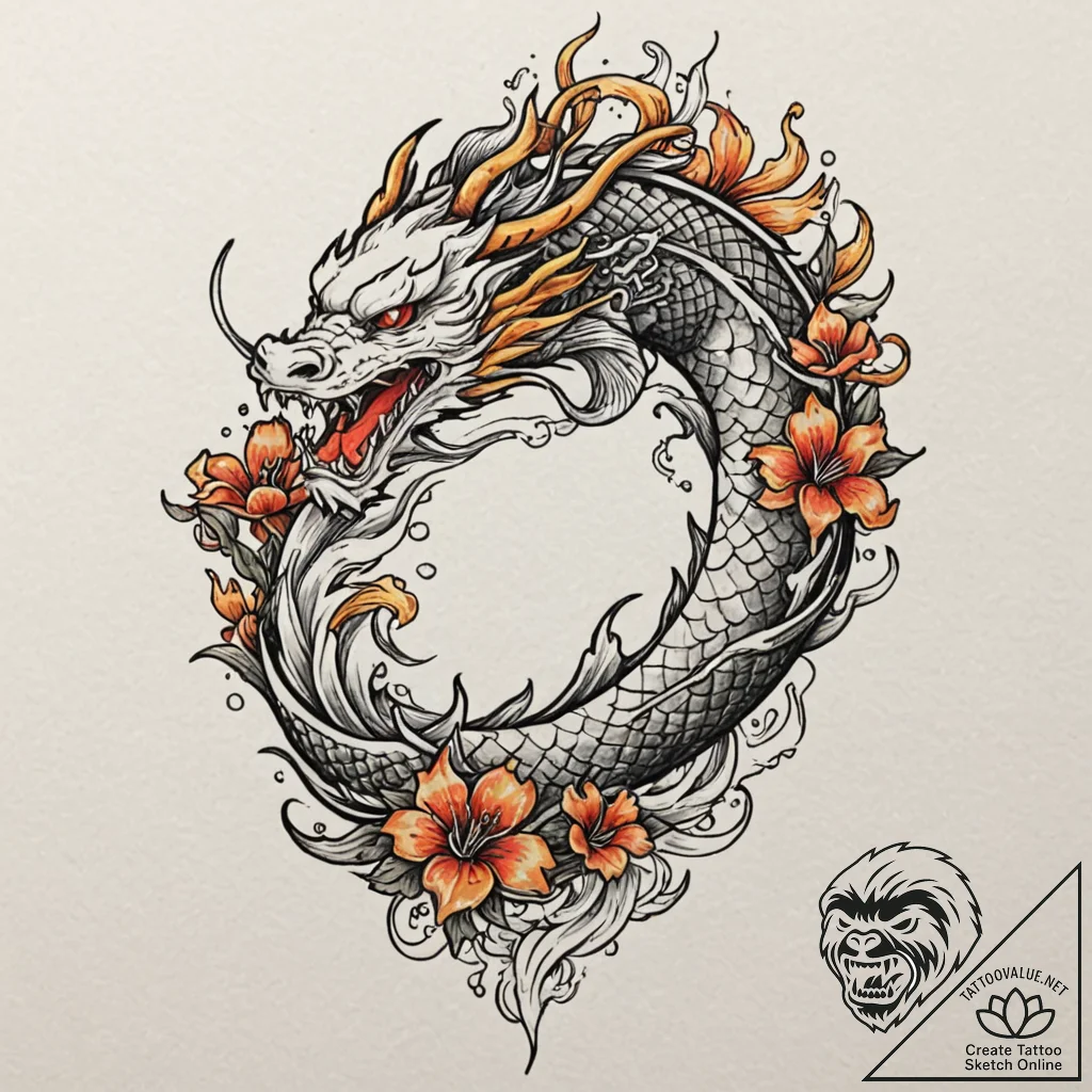 Flaming chain wrapped around dagger, tattoo s... - tattoo sketch (№1753291107_0, 23.07.2025 17:18) — tattoovalue.net