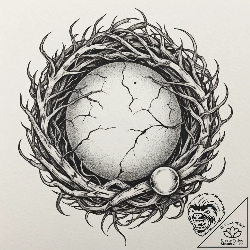 Bone orb wrapped in roots, tattoo flash sheet... - tattoo sketch (№1753291551_0, 23.07.2025 17:25) — tattoovalue.net