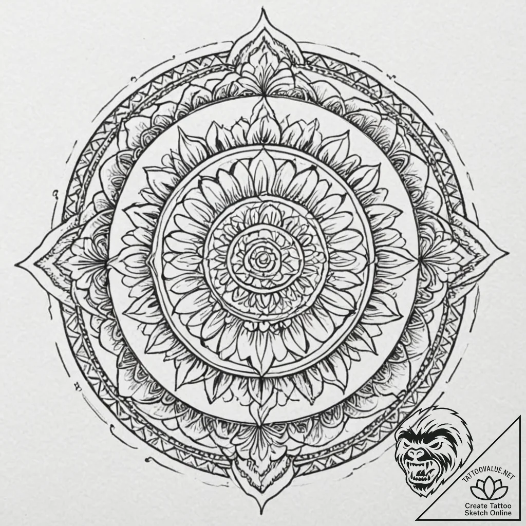 Burning vines forming circle, artistic tattoo... - tattoo sketch (№1753292446_0, 23.07.2025 17:40) — tattoovalue.net