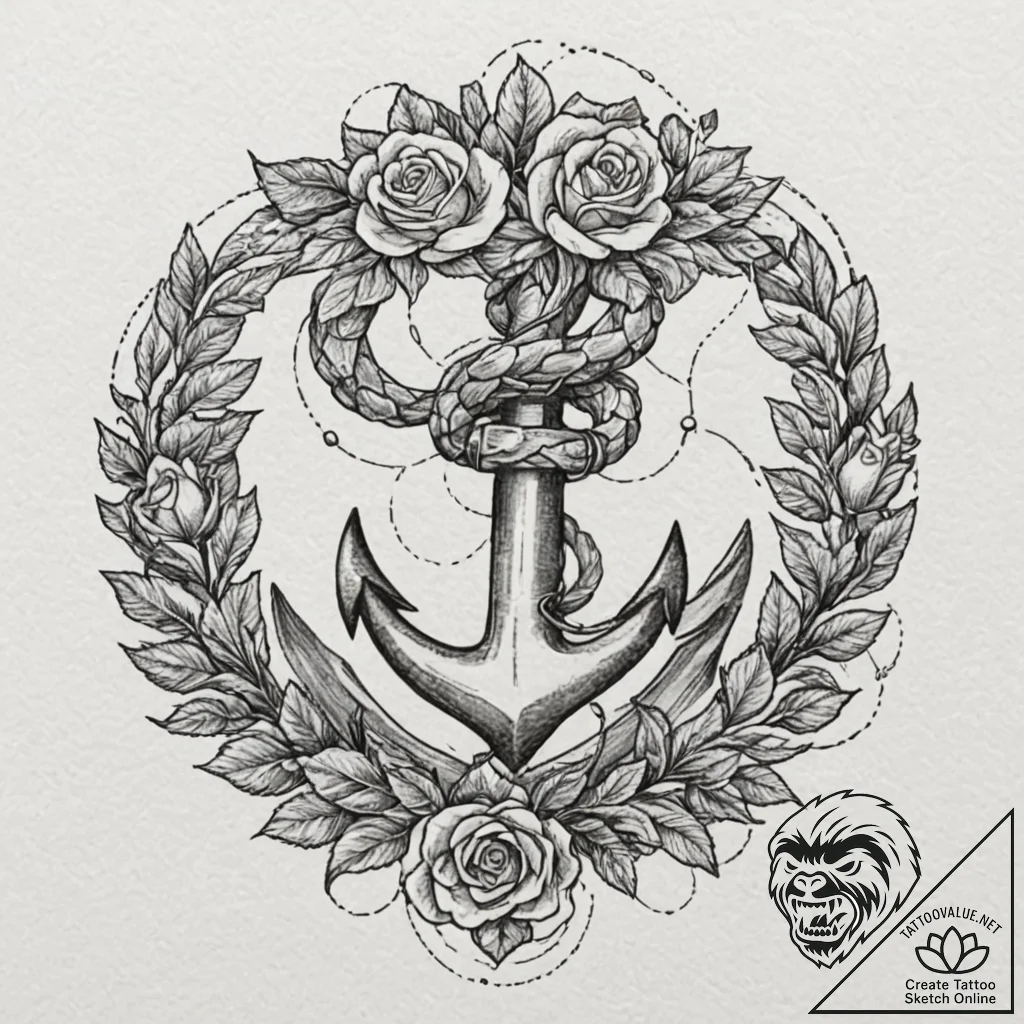 Angelic serpent coiled around anchor, artisti... - tattoo sketch (№1753292873_0, 23.07.2025 17:47) — tattoovalue.net