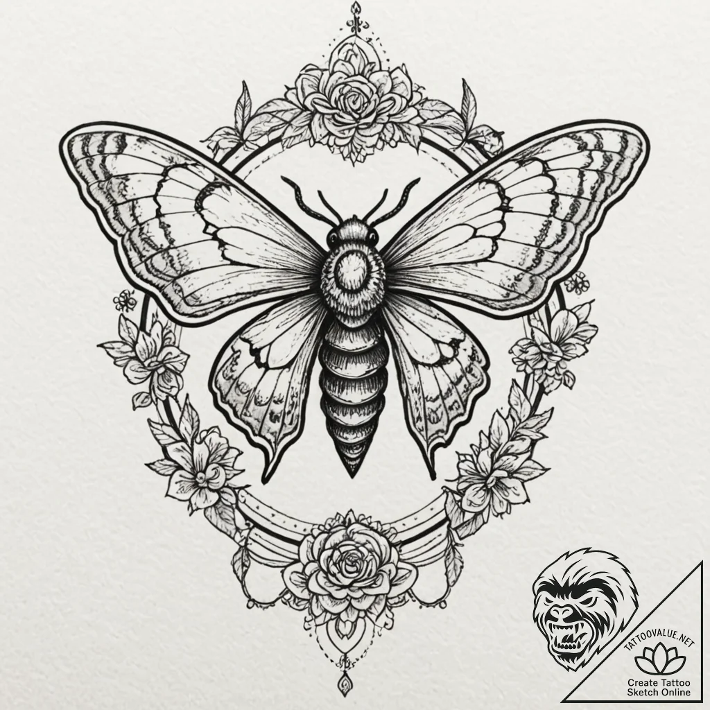 Moth antennae forming sigils, tattoo flash sh... - tattoo sketch (№1753293312_0, 23.07.2025 17:55) — tattoovalue.net