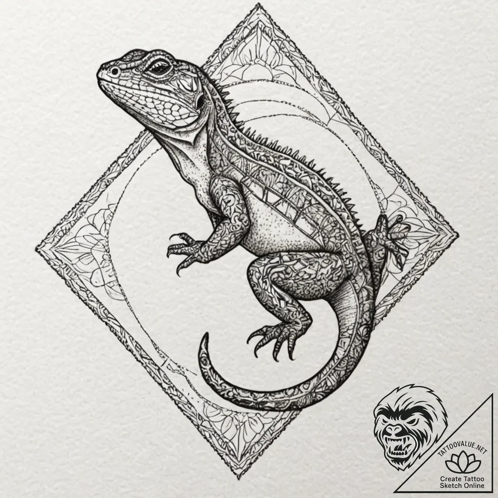 Lizard tongue flicking starlight, artistic ta... - tattoo sketch (№1753293411_0, 23.07.2025 17:56) — tattoovalue.net