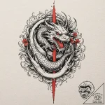 Dagger circled by skeletal hands, tattoo line… – tattoo sketch (№1753294077_0, 23.07.2025 18:07) — tattoovalue.net